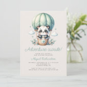 Minnie Panda Mintgroene Ballon QR Code Baby Shower Kaart (Staand voorkant)