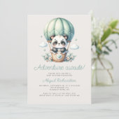 Minnie Panda Mintgroene Ballon QR Code Baby Shower Kaart (Staand voorkant)
