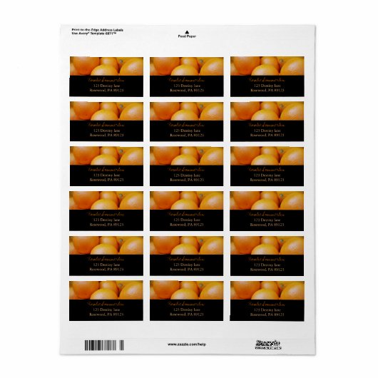 Minniemay sinaasappels + Zwart adreslabel Etiket (Full Sheet)