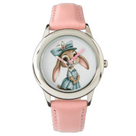 Minnig konijn in een blauwe jurk horloge