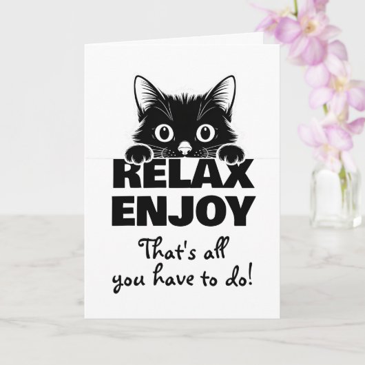 Minnimales ontwerp met cute kitty - KAT 1 Kaart (Orchidee)