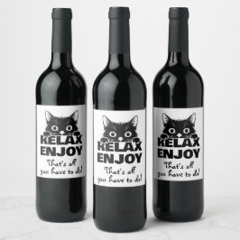 Minnimales ontwerp met cute kitty - KAT 1 Wijn Etiket