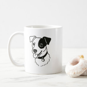 Minnipink minimalist hond lijnkunst koffiemok