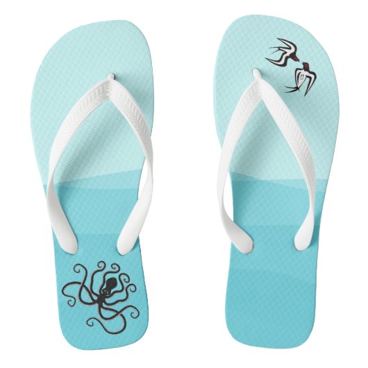 Minoan Style Seascape Octopus & Swallows Flip Flop (Voetbed)