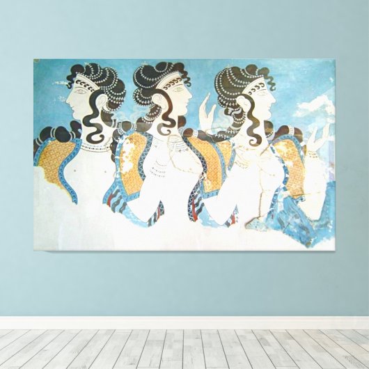 Minoïsche beschaving / 3 vrouwen / Bronstijd / Canvas Afdruk (Insitu (Houten vloer))