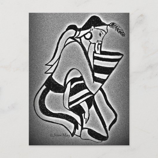 Minoïsche vrouw in gedachten briefkaart (Voorkant)