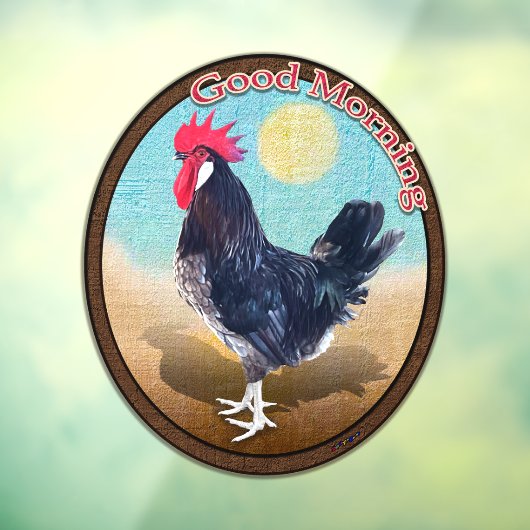 Minorca Rooster Goedemorgen Ovaal Raamsticker (Vel 3)