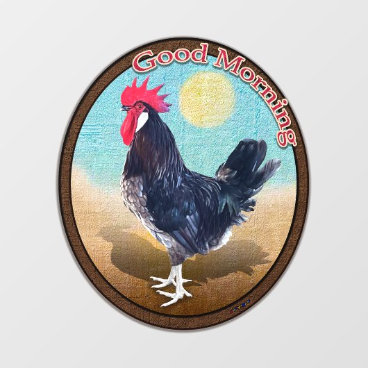Minorca Rooster Goedemorgen  Ovaal Raamsticker (Vel)