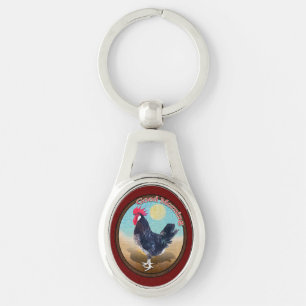 Minorca Rooster Goedemorgen  Ovaal Sleutelhanger
