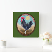 Minorca Rooster Goedemorgen Ovaal Vierkante Klok (Huis)