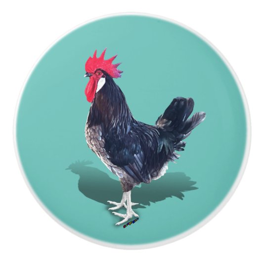 Minorca Rooster Keramische Knop (Voorkant)