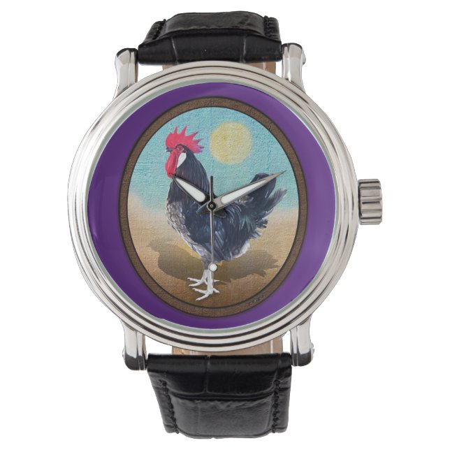 Minorca Rooster  Ovaal Horloge (Voorkant)