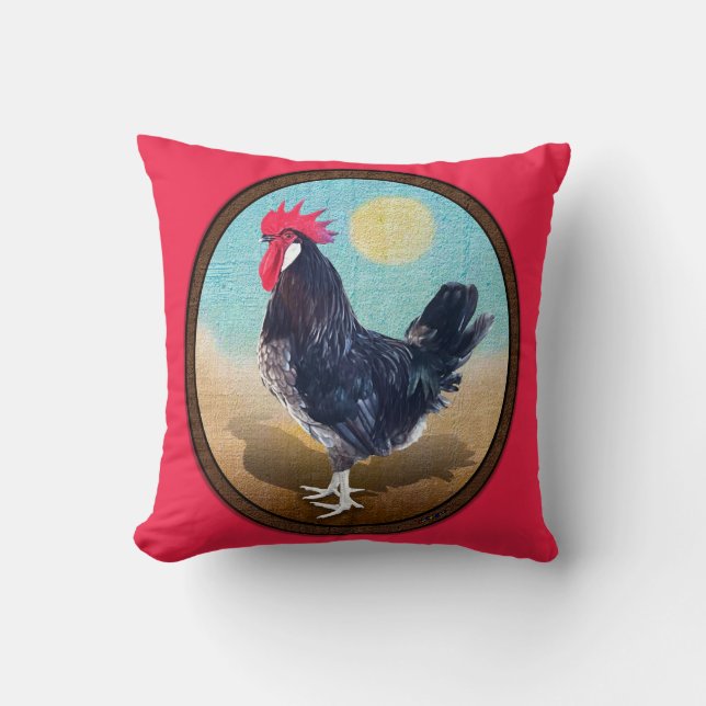 Minorca Rooster  Ovaal Kussen (Voorkant)