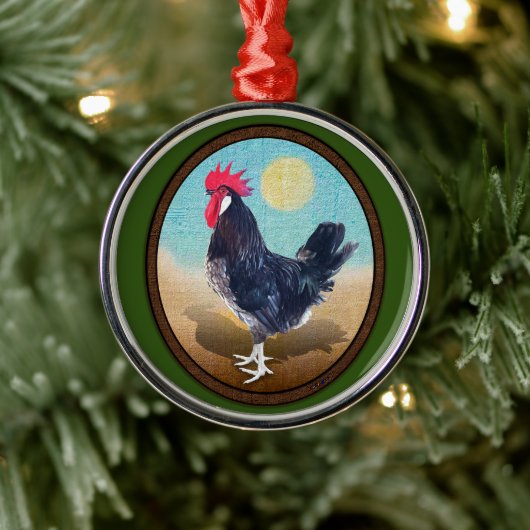 Minorca Rooster Ovaal Metalen Ornament (Boom)