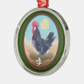 Minorca Rooster Ovaal Metalen Ornament (Links)