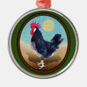 Minorca Rooster Ovaal Metalen Ornament (Voorkant)