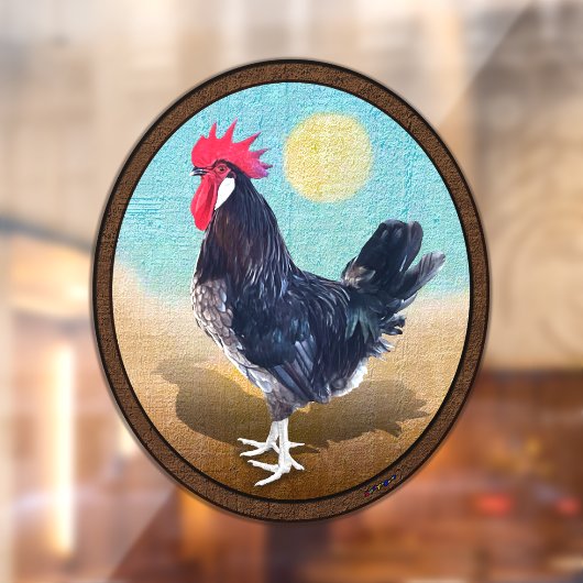 Minorca Rooster Ovaal Raamsticker (Vel 2)