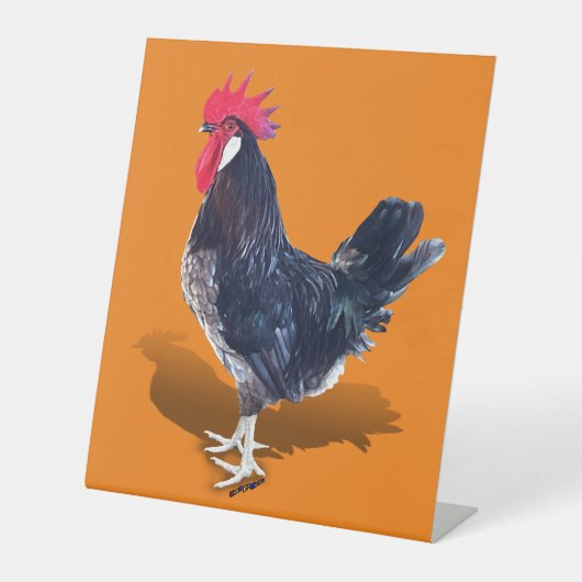 Minorca Rooster Reclamebord Met Voetstuk (Voorkant)