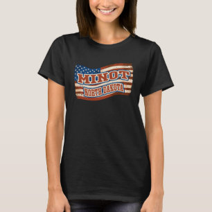 Minot City North Dakota Vintage Amerikaanse Vlag T-shirt