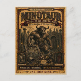 Minotaur, Antiek Circusmonster Briefkaart
