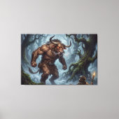 Minotaur Ontmoeting in het Nevelige Labyrint Canvas Afdruk (Voorkant)