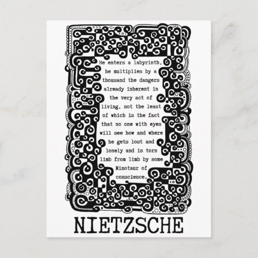 Minotaur van geweten citeert Nietzsche Briefkaart (Voorkant)