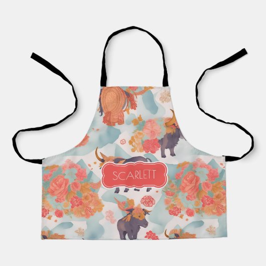 Minotaur Waterverf Kleurrijke Gepersonaliseerde Pa Schort (Voorkant)