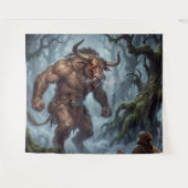 Minotaurus ontmoeting in het nevelige labyrint wandkleed (Voorkant (horizontaal))