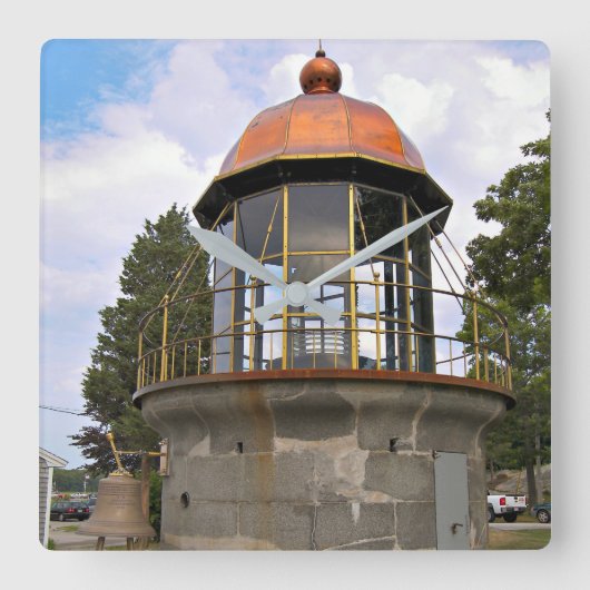 Minots Ledge Lighthouse Lantern Square Wall Clock Vierkante Klok (Voorkant)