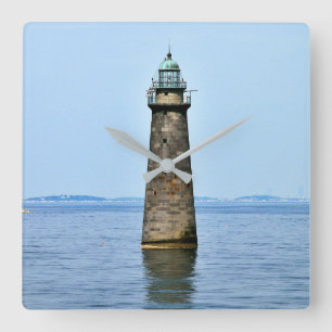 Minots Ledge Lighthouse Mass. Square Wall klok
