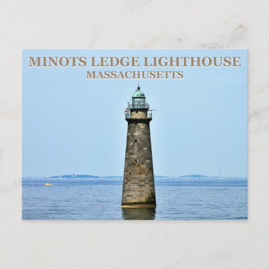 Minots Ledge Lighthouse, Massachusetts Briefkaart (Voorkant)