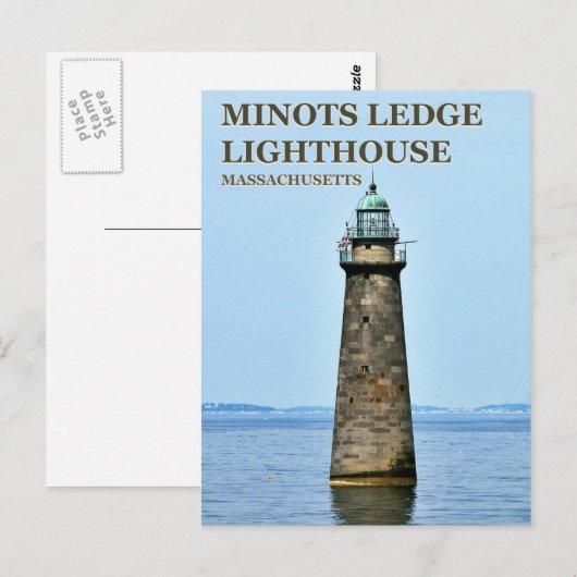 Minots Ledge Lighthouse, Massachusetts Briefkaart (Voorkant / Achterkant)