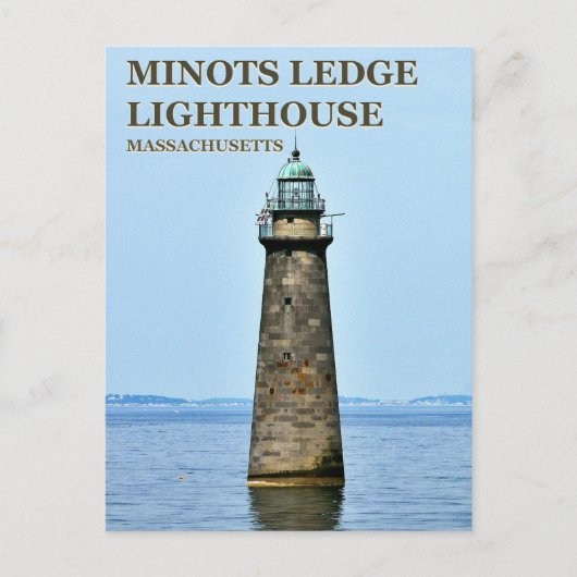 Minots Ledge Lighthouse, Massachusetts Briefkaart (Voorkant)