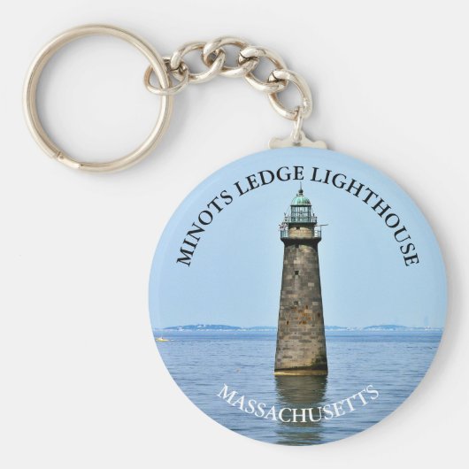 Minots Ledge Lighthouse Massachusetts Keyring Sleutelhanger (Voorkant)