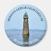 Minots Ledge Lighthouse Massachusetts Round Magnet (Voorkant)