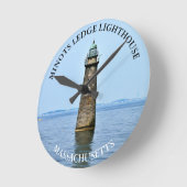 Minots Ledge Lighthouse Massachusetts Wall Clock Ronde Klok (Hoek)