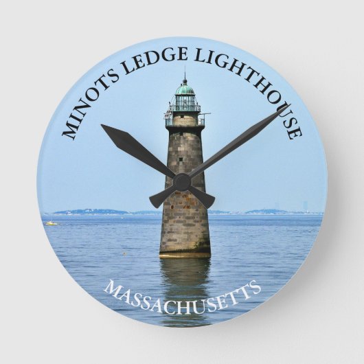 Minots Ledge Lighthouse Massachusetts Wall Clock Ronde Klok (Voorkant)