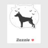 MinPin Dog � Halloween Moon Silhouette Classic T-S Sticker (Vel)