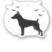 MinPin Dog � Halloween Moon Silhouette Classic T-S Sticker (Voorkant)