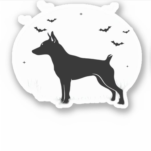 MinPin Dog � Halloween Moon Silhouette Classic T-S Sticker (Voorkant)