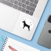 MinPin Dog � Halloween Moon Silhouette Classic T-S Sticker (Laptop met iPhone)