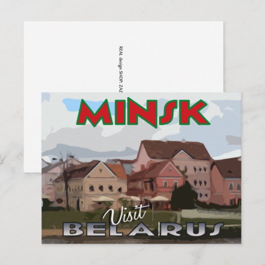 Minsk, briefkaart van serie Bezoek Belarus (Voorkant / Achterkant)