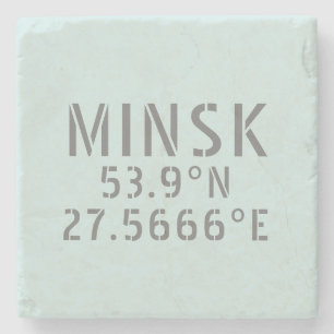 Minsk Latitude-lengtecoördinaten Stenen Onderzetter