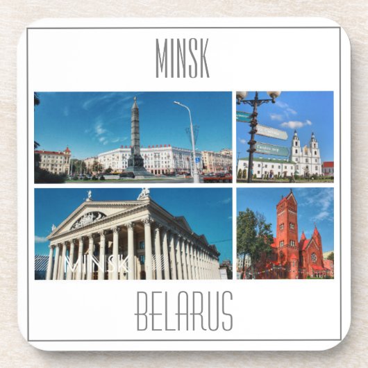 Minsk Wit-Rusland Collage Architectuur Onderzetter (Voorkant)