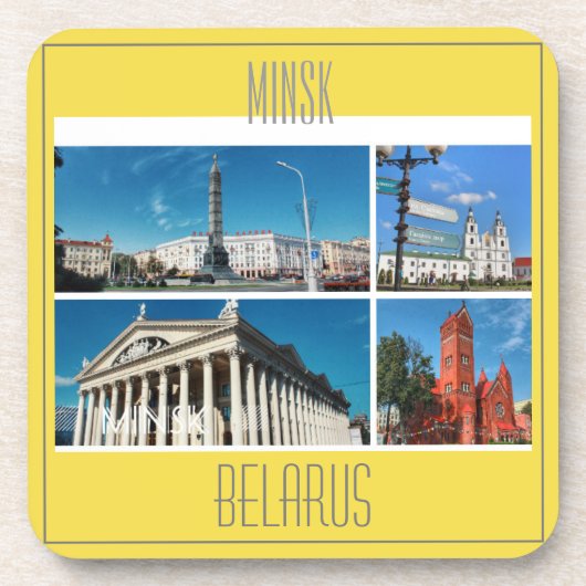 Minsk Wit-Rusland Collage Architectuur Onderzetter (Voorkant)