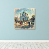 Minsk Wit-Rusland Orthodoxe Kathedraal Stedelijk C Canvas Afdruk (Insitu (Houten vloer))