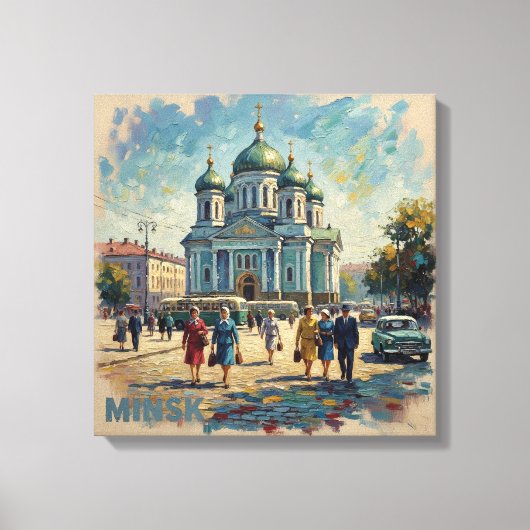 Minsk Wit-Rusland Orthodoxe Kathedraal Stedelijk C Canvas Afdruk (Voorkant)