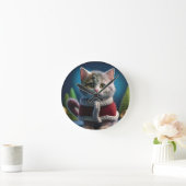 Minskin kitten in een kerstoutfit ronde klok (Huis)