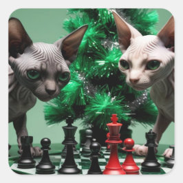 Minskin kitten in een kerstoutfit vierkante sticker