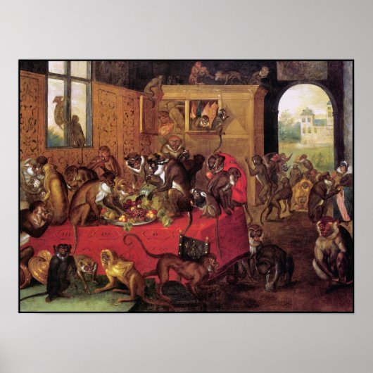 Minste Poster/afdruk van een aap - apenschildering Poster (Voorkant)